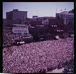 Proslov kandidáta na prezidenta Dwighta Eisenhowera, South Bend v Indianě