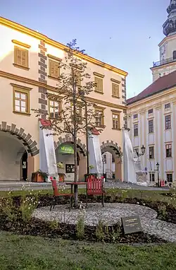 Lavička Václava Havla před Hejtmanským domem