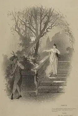 Scéna z Kolemjdoucího, litografie Julese Chéreta