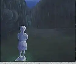 „Statná padesátnice zkameněla na pasece nedaleko Kostelce nad Černými lesy“, olej, 1973