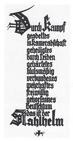 Motto Stahlhelm ve švabachu