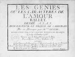 Géniové aneb Povahy lásky, titulní strana partitury