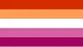 Vlajka představená v roce 2018 s inkluzivnější barevnou kombinací reprezentující genderovou rozmanitost mezi lesbickými ženami.[9][10]