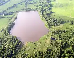 Letecký pohled na rybník Světlík