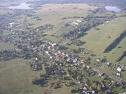 Letecký snímek středu obce Horní Podluží