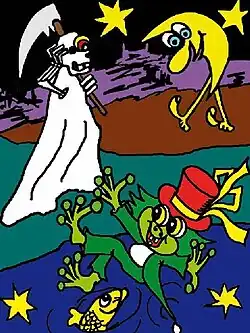 Smrt a vodník, ilustrace k pohádce „Pole při měsíčku“ v knize Strašidla ze Zálesí