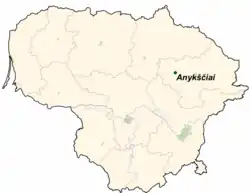 Anykščiai na mapě