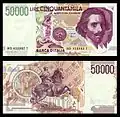 50000 lir - rub a líc bankovky - 1992 (1984)