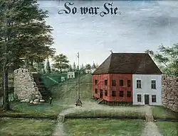 Malba Donáta Ulricha zachycující okolí dnešní Smyčkovy ulice v Litovli roku 1822. Vpravo se nachází budova střelnice, jejíž levá část je červená a pravá bílá. Budova je větší než na výše uvedené malbě zachycující situaci roku 1786. Budova přiléhá ke kamenné zdi. Uprostřed malby je zatravněný prostor s terči. Vlevo je ruina kamenné hradební věže a na ni přiléhající do dáli ustupující svislá zelená plocha, snad plot či zídka, daleko vzadu ukončená nízkou kruhovou věží. Nalevo od ruiny věže je vidět malý kousek vodního příkopu. V popředí teče napříč obrazem úzká strouha přemostěná dvěma dřevěnými lávkami. Nahoře je německý nápis So war Sie.
