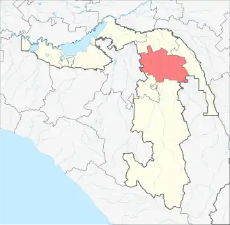 Giaginský rajón na mapě Adygejska