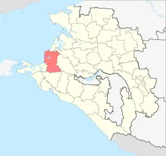 Slavjanský rajón na mapě Krasnodarského kraje