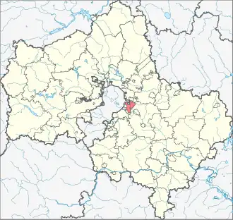 Ljubercký rajón na mapě Moskevské oblasti