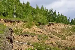 Sesuvy půdy v oblasti bývalé osady Jezeří