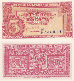 Státovka s nominální hodnotou 5 Kčs