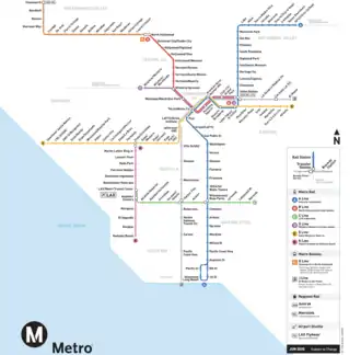 Mapa sítě metra v Los Angeles