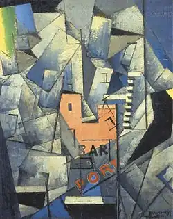 Přístavní bar. Podepsáno a datováno Marcoussisem, olej na plátně, 80,8 × 65 cm, rok 1913