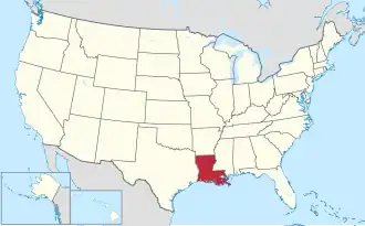 Louisiana na mapě USA