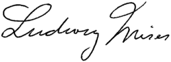 Ludwig von Mises – podpis