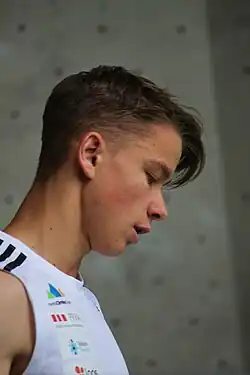 Luka Potočar na EP 2019 v boulderingu v Innsbrucku