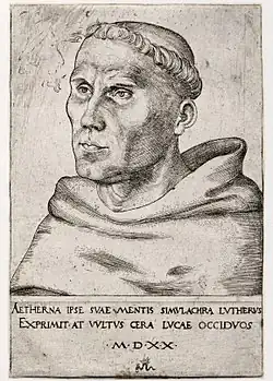 Luther jako augustiniánský mnich, mědiryt (1520)