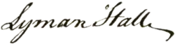 Lyman Hall, podpis