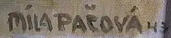 Míla Pačová – podpis