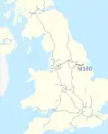 M180 motorway (Great Britain) map