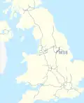 M18 motorway (Great Britain) map