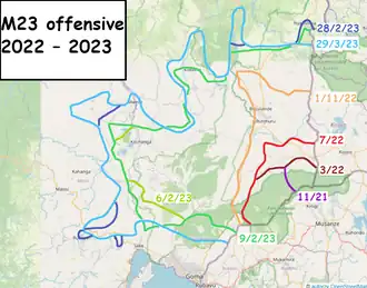 Postup hnutí M23 v letech 2022 a 2023