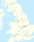M69 motorway (Great Britain) map