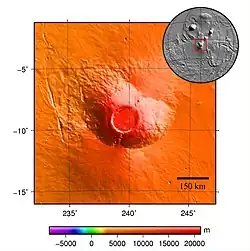 Topografická mapa Arsia Mons a okolí