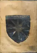 Malovaný obal šesté knihy brněnské řady moravských zemských desk, Knihy Ješka či Jana ze Šternberka z let (1370) 1373–1384. Erb pánů ze Šternberka