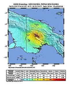Mapa, která znázorňuje intenzitu zemětřesení