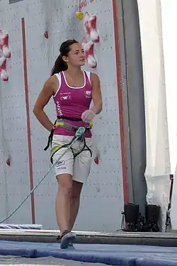 Magdalena Röck v semifinále ME 2013 v lezení na obtížnost, Chamonix