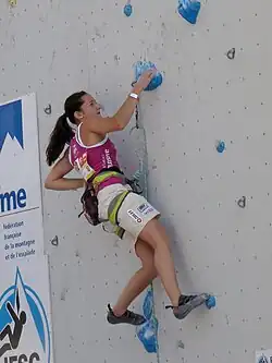 Magdalena Röck v semifinále ME 2013 v lezení na obtížnost, Chamonix