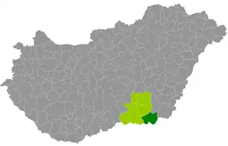 Okres Makó na mapě Maďarska