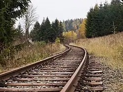 Sklonově nejnáročnější stoupání tratě z Malé Morávky do Rudné