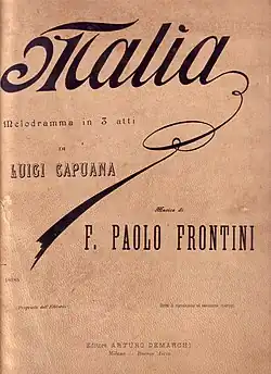 Titulní strana partitury opery Malìa