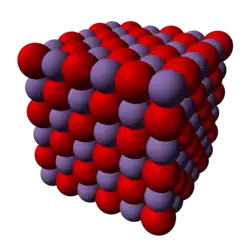 Model krystalové mřížky oxidu manganatého