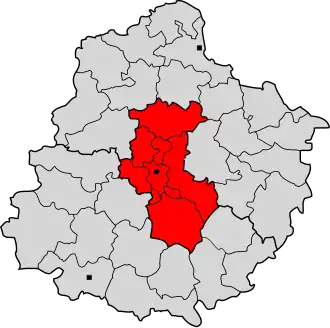 Arrondissement Le Mans na mapě departementu Sarthe