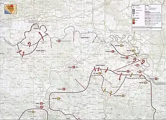 Mapa finální fáze operace a následné operace v oblasti na konci roku 1992
