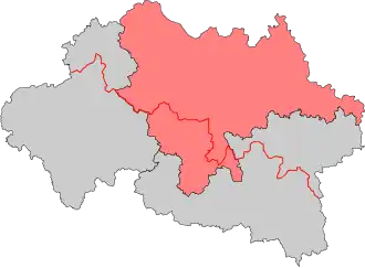 Arrondissement na mapě departementu Allier (modré)