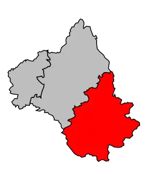 Arrondissement na mapě departementu Aveyron