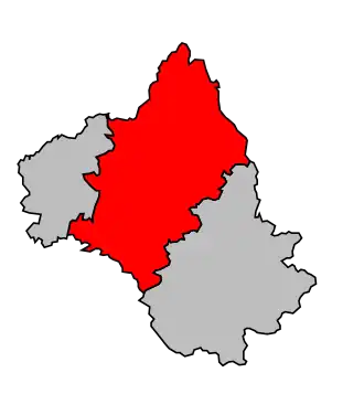 Arrondissement na mapě departementu Aveyron