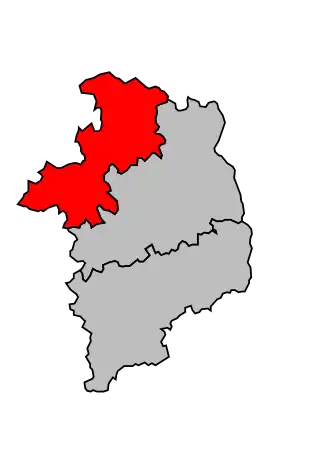 Arrondissement na mapě departementu Cher