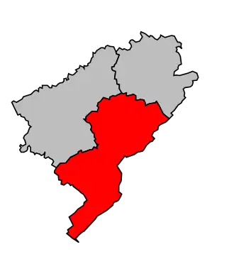 Arrondissement na mapě departementu Doubs