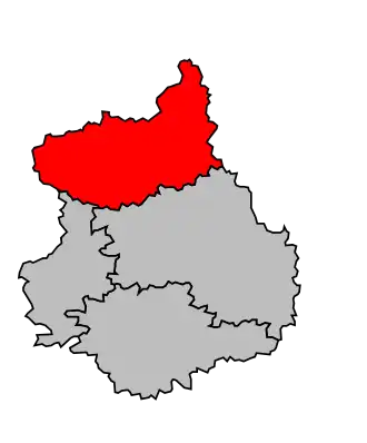 Arrondissement na mapě departementu Eure-et-Loir