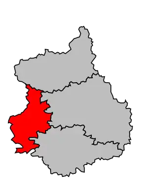 Arrondissement na mapě departementu Eure-et-Loir