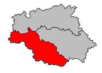 Arrondissement na mapě departementu Gers