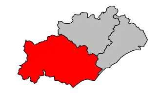 Arrondissement na mapě departementu Hérault